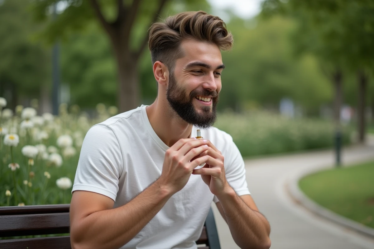 Homme appliquant de l